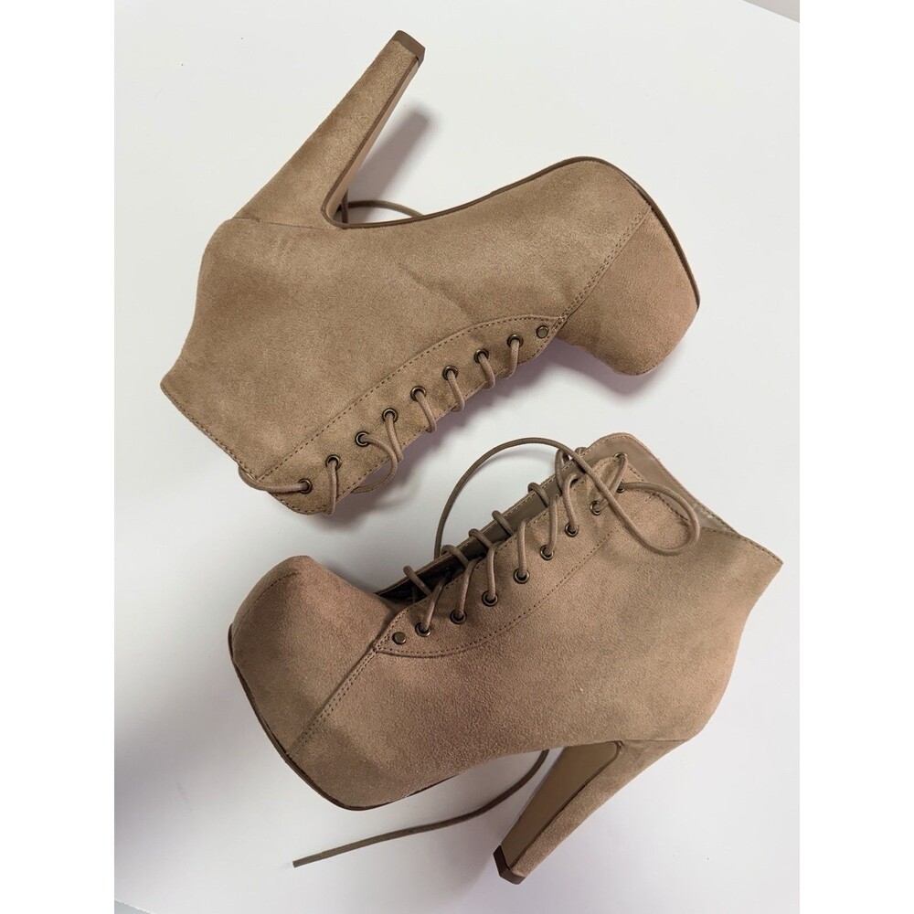 Speed 98 Women’s Lace Up High Heel Beige Booties Size 8